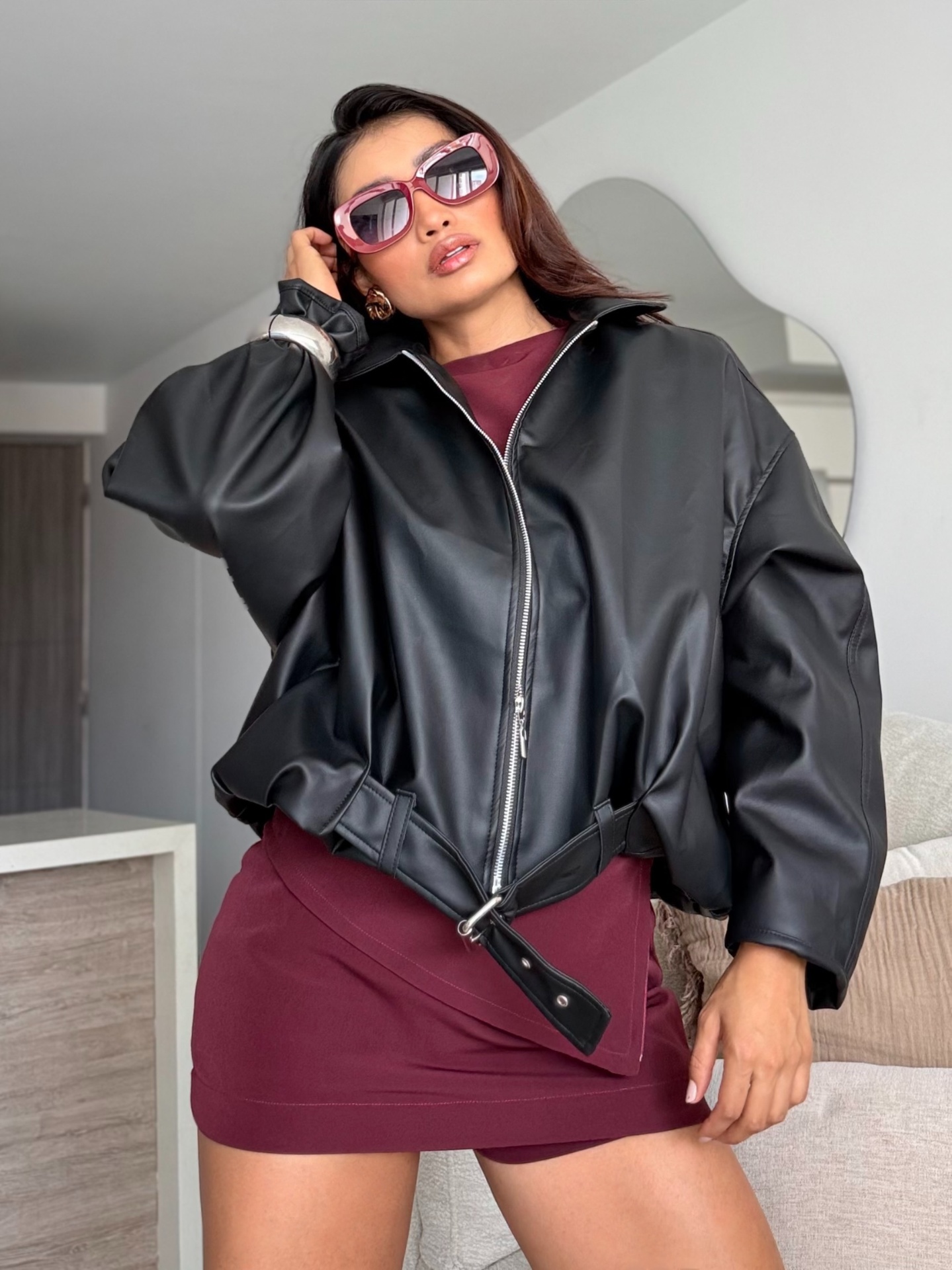Chaqueta Cuero Oversize